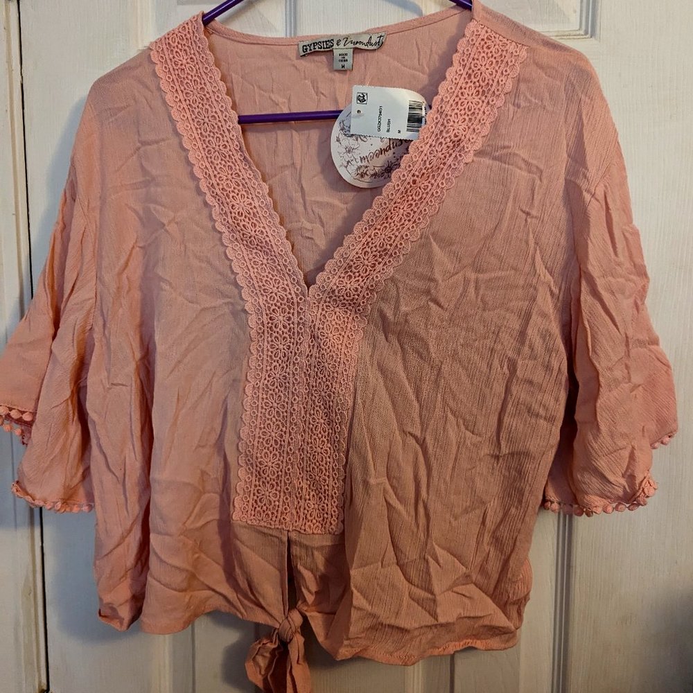 New Gypsies and Moondust Boho Crochet Front Top Size M